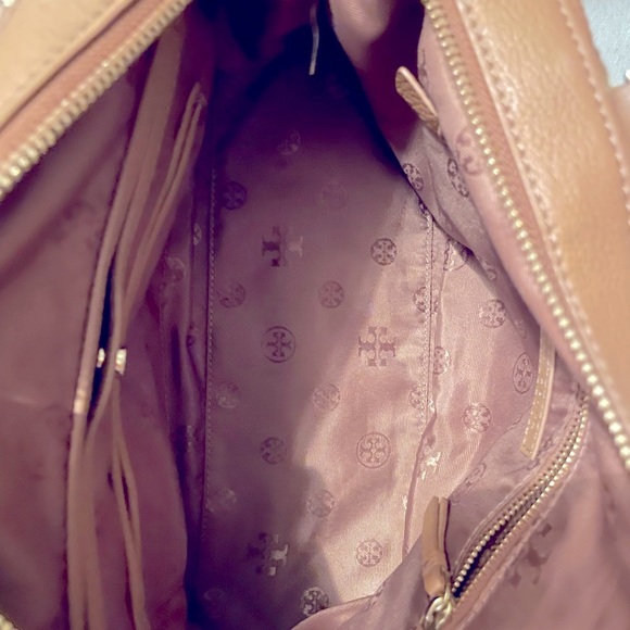 Tory Burch dark tan leather purse with cross body strap. - Picture 9 of 13